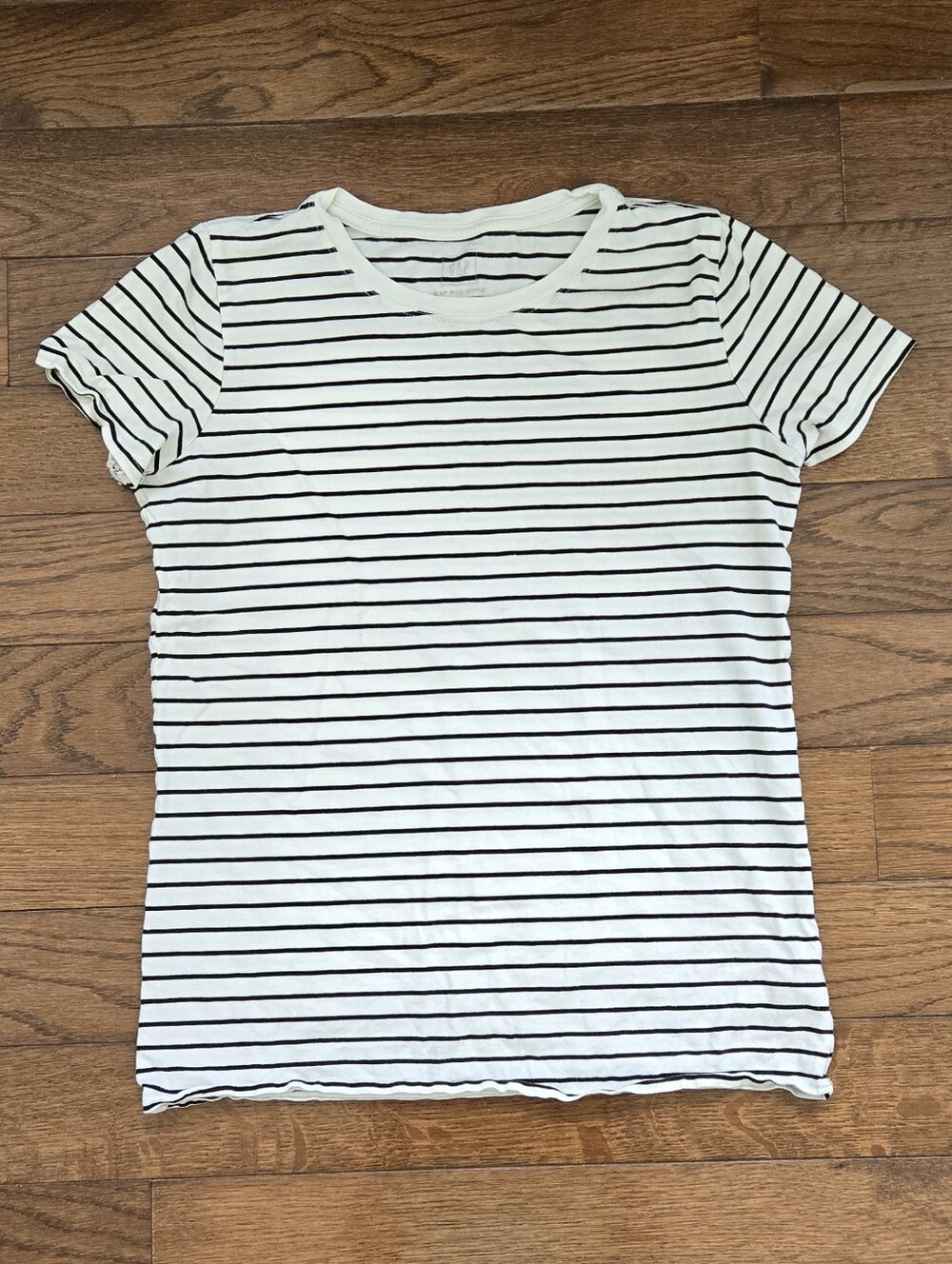 GAP White Tee with Black Horizontal Stripes